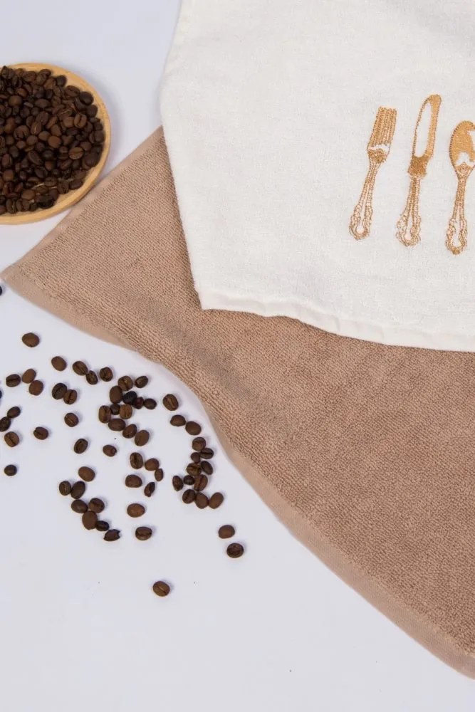 Ręczniki kuchenne HOME, 2 szt Kremowy / Mustard Zestaw (2szt., 40x60 cm)