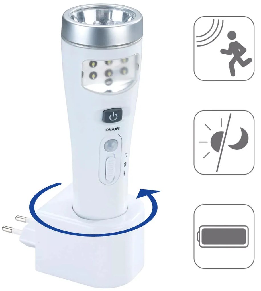 Lampka nocna LED z czujnikiem ruchu, 2w1, latarka