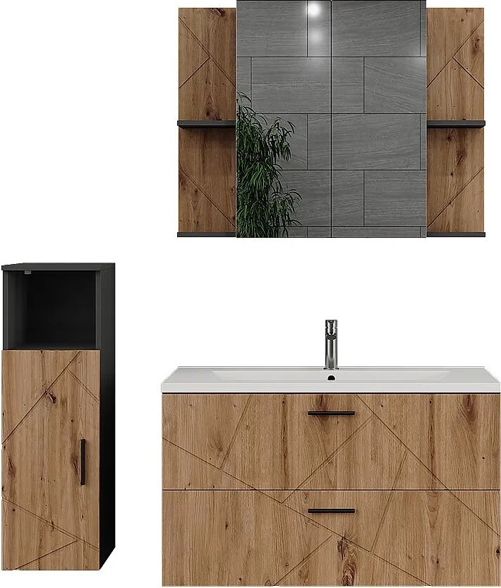 Zestaw mebli łazienkowych antracyt/dąb goldkraft 100x44.6x57 irma