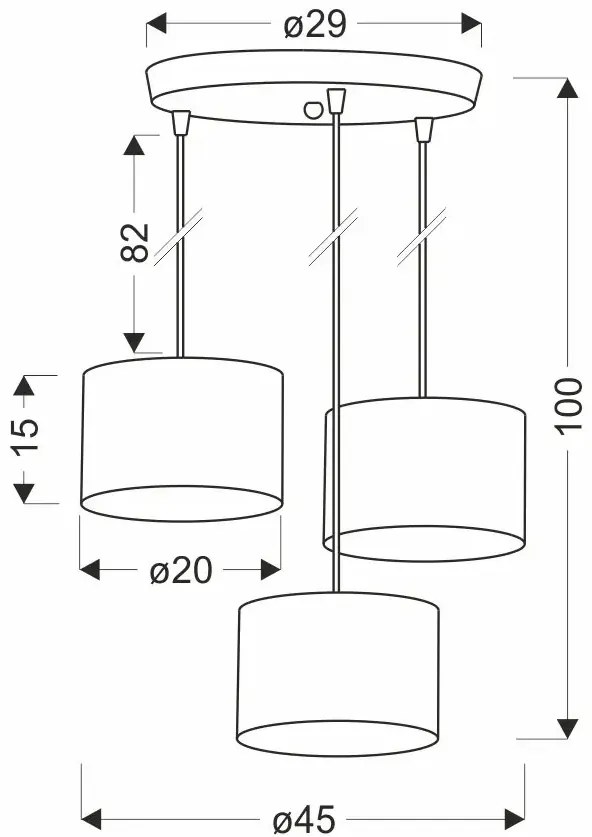 Czarna nowoczesna lampa wisząca - 3X D256 P5-T13