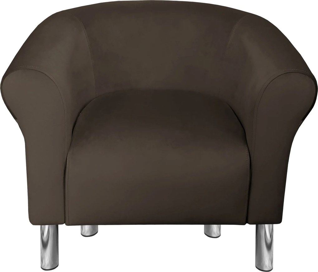 Fotel Milo tkanina Welur wygodny fotel tapicerowany do salonu i sypialni : Kolor nogi - Chrom, Kolor tkaniny - VELVET - MG05, Wysokość nogi - 15 cm