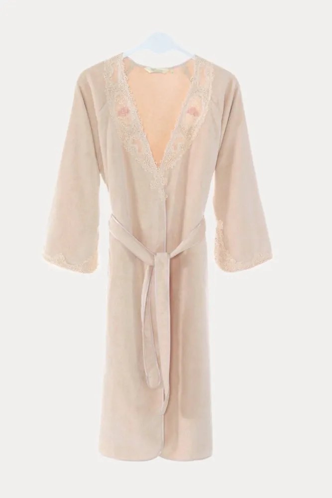 Elegancki szlafrok DESTAN z koronką L Proszkowa
