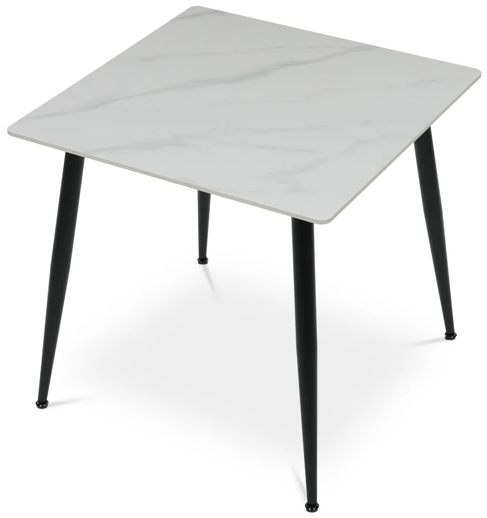 Stół jadalny 80 x 80 cm, ceramika i marmur, biały