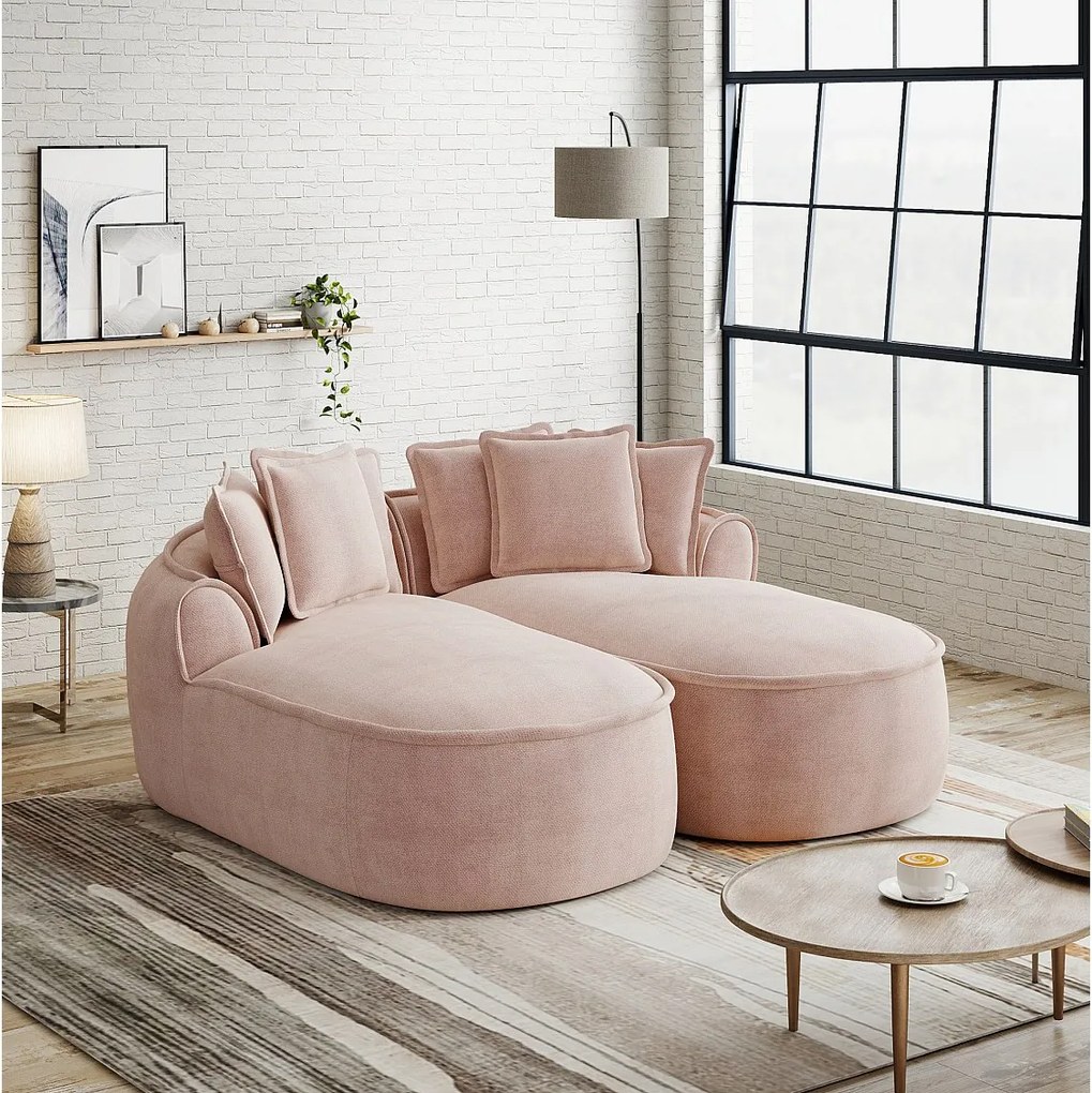 2-osobowa sofa modułowa z poduszkami oparciowymi, szenil, różowa, 184x164x92 cm