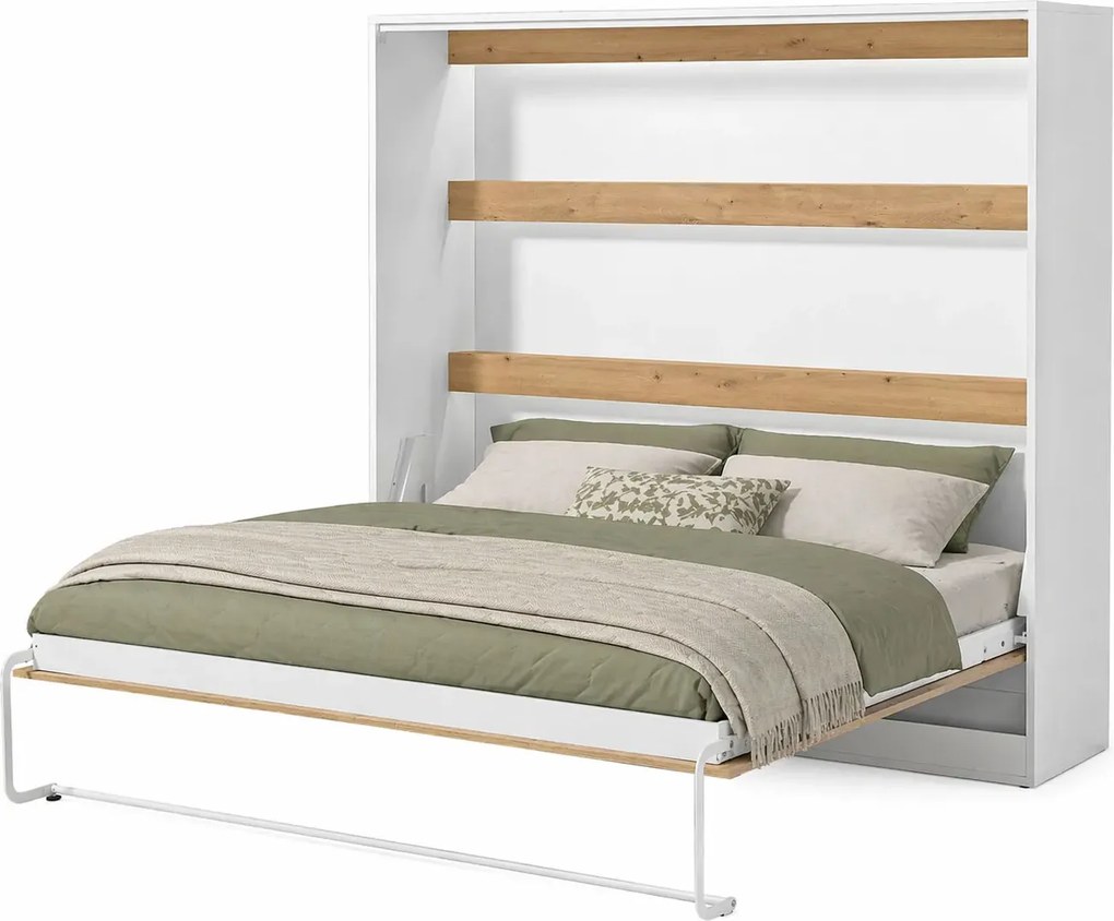 Tapczan rozkładany poziomy dąb + czarny uchwyt 160x200 S0-N70