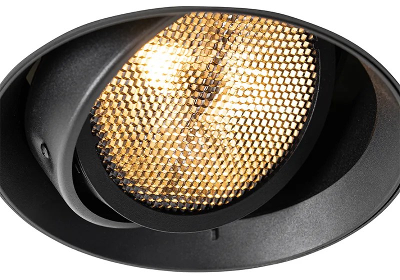 Nowoczesny reflektor wnękowy czarny GU10 AR111 okrągły bez kołnierza - Oneon Honey Nowoczesny Oswietlenie wewnetrzne