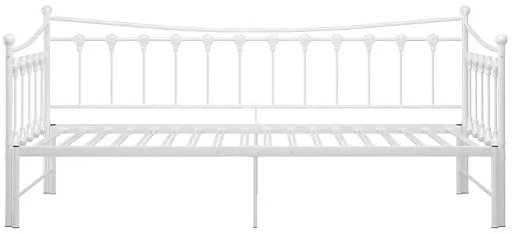 Białe rozkładane łóżko metalowe 90x200 cm - Sawga