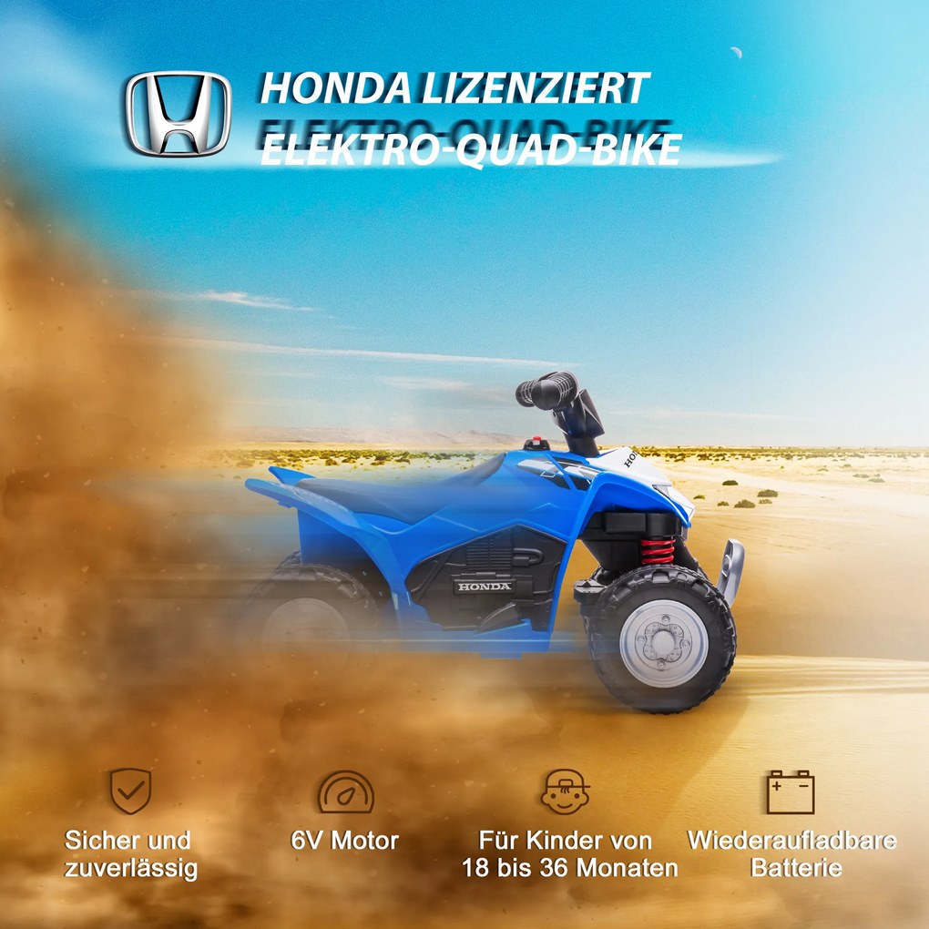 AIYAPLAY Elektryczny Quad dla Dzieci, światło LED, Klakson, Szerokie Opony, Wygodne Siedzenie, Antypoślizgowe Uchwyty, Niebieski