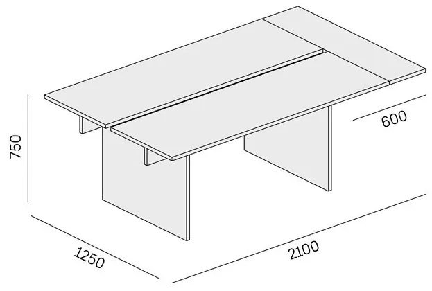 Stół DOUBLE SOLID + 1x rozszerzenie blatu, 2100 x 1250 x 743 mm, biały