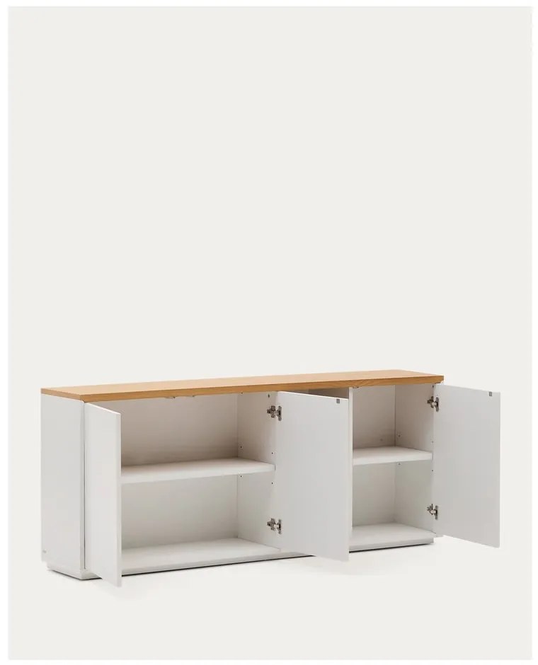 Biała komoda w dekorze dębu 180x75x36 cm Abilen – Kave Home