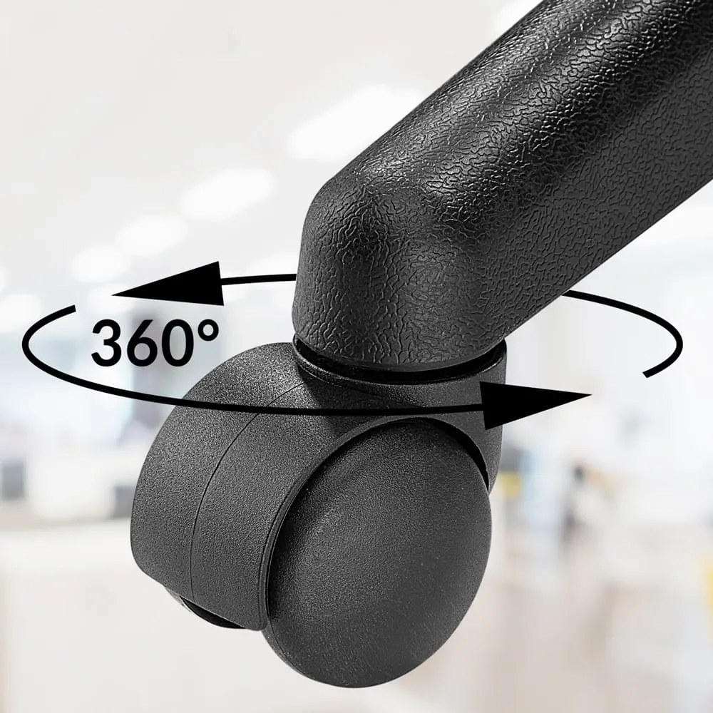 Taboretka na kółkach BONY, Ø35cm, czarna Casaria