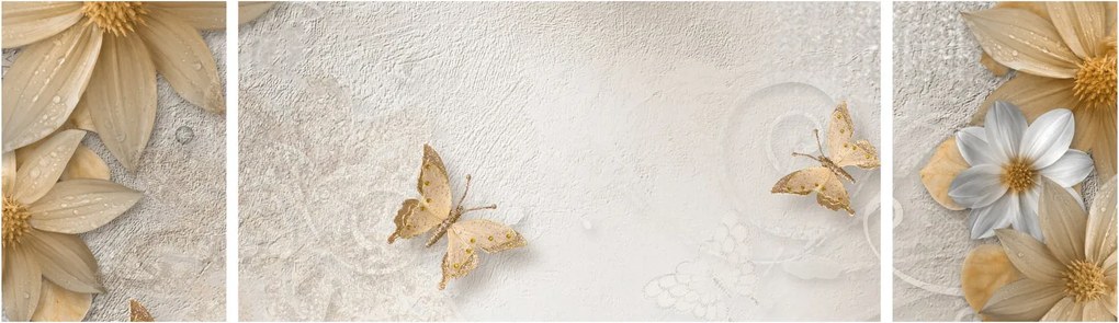 Obraz - Kwiaty z muszką (170x50 cm)