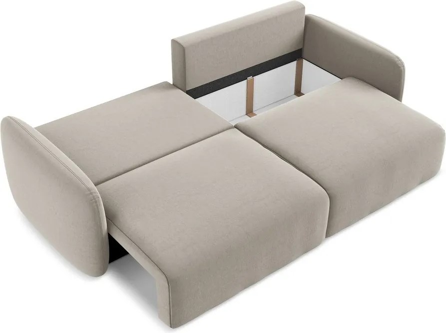 Szarobrązowa aksamitna rozkładana/ze schowkiem sofa 238 cm Kalena – Makamii