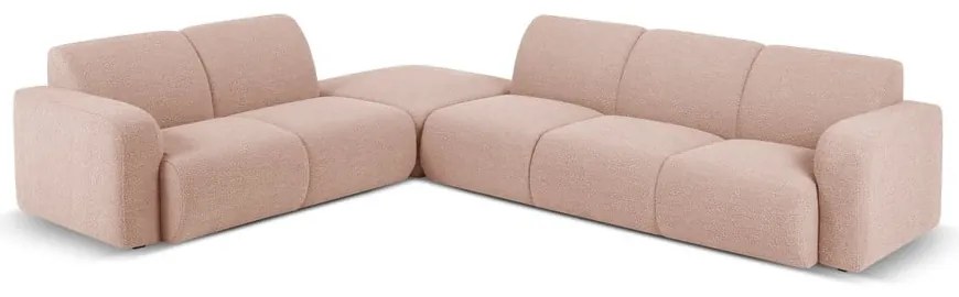 Różowy narożnik z materiału bouclé (lewostronny) Molino – Micadoni Home