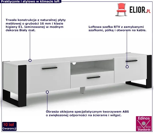 Szafka RTV biały mat 200 B6-A56