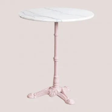 Okrągły Stół Barowy Z Marmuru Moka Cotton Candy & Ø60 Cm - Sklum