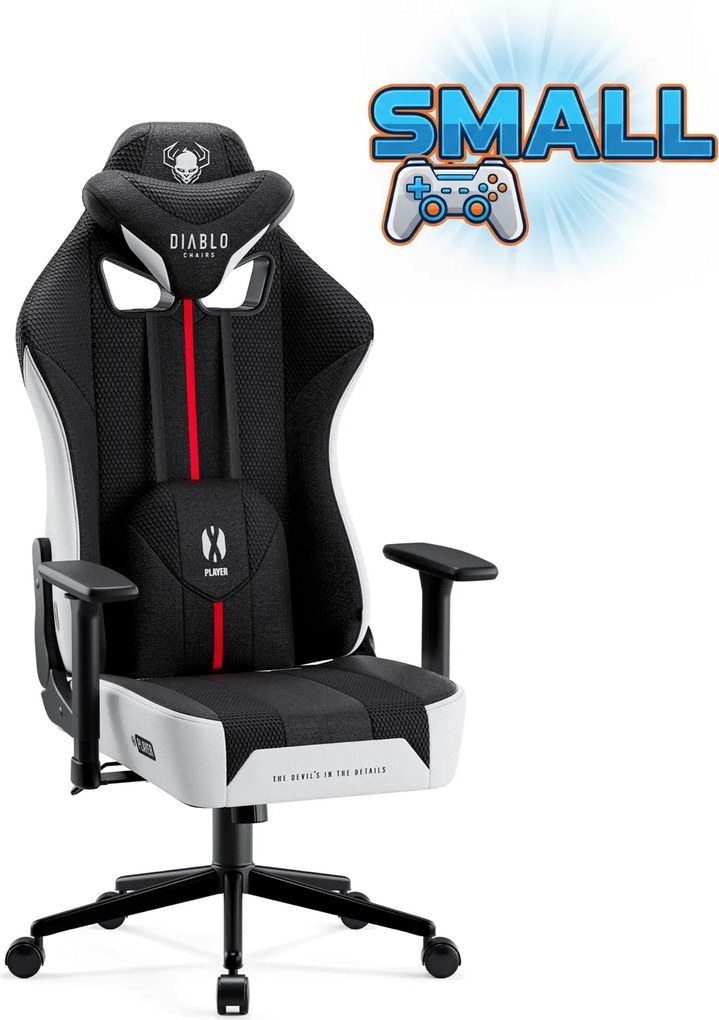 Fotel do grania dla młodzieży Diablo X-Player 2.0 Small Size, kolor biało-czarny
