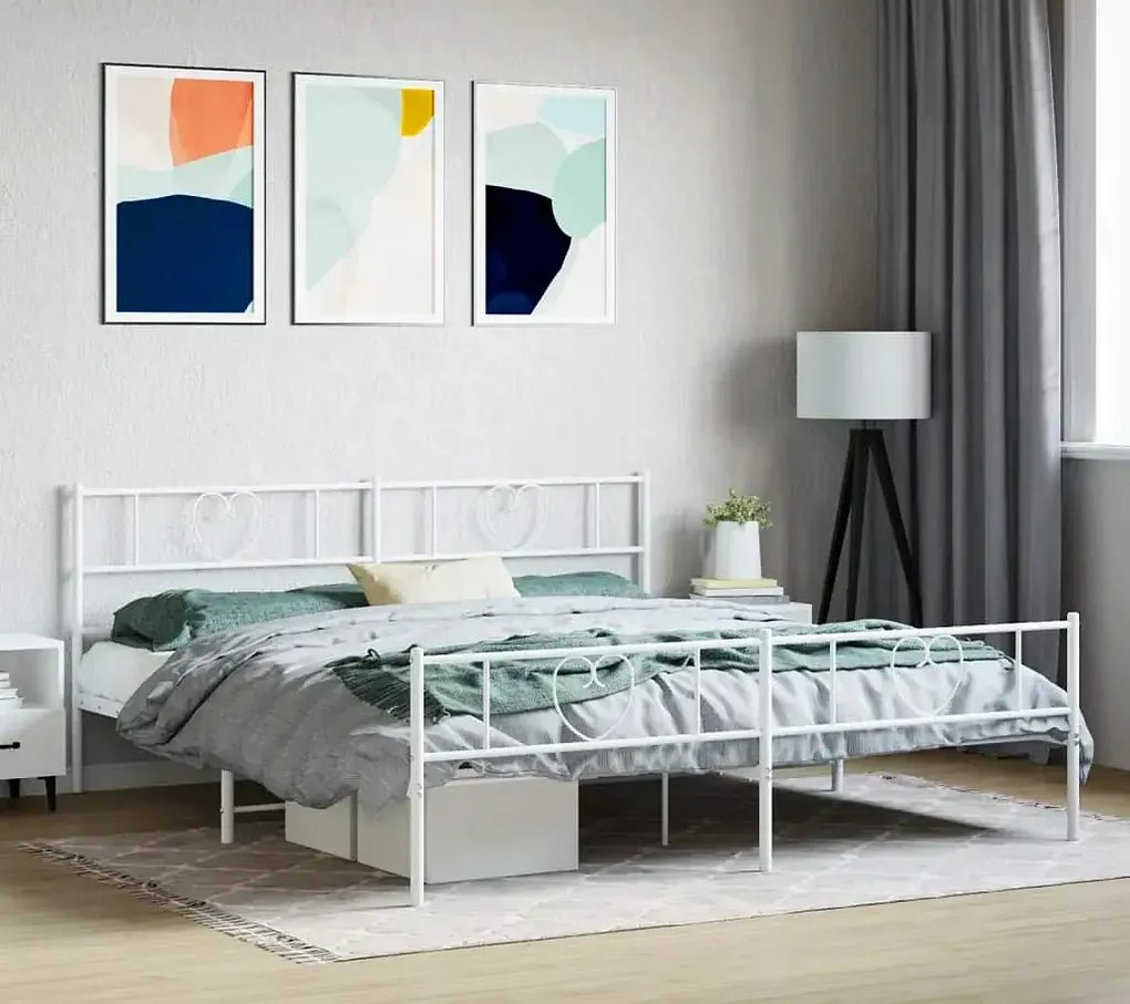 Białe metalowe łóżko małżeńskie 180x200 cm N9-D66