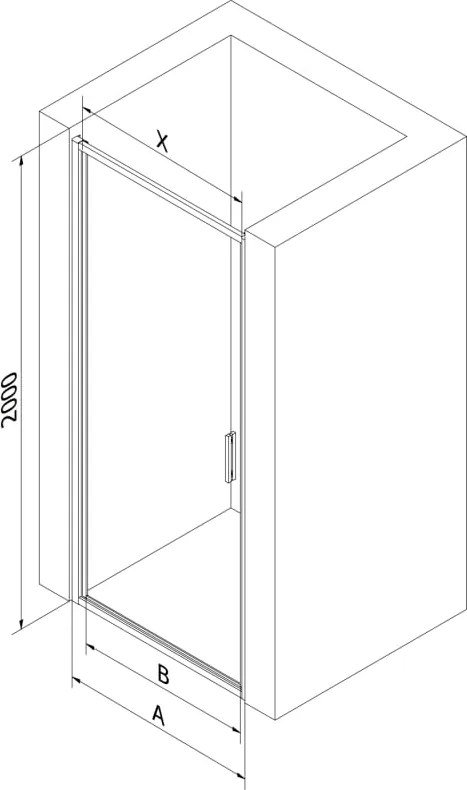 Mexen Exo drzwi prysznicowe uchylne 90 cm, transparent, czarne - 817-090-000-70-00