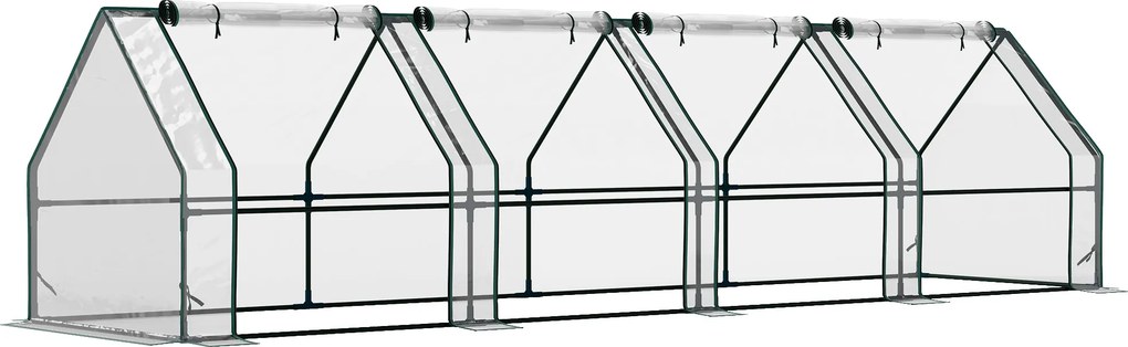 Outsunny Szklarnia z drzwiami na zamek błyskawiczny, mrozoodporna foliowa szklarnia ze stali 360 x 90 x 90 cm Przezroczysta | Aosom PL