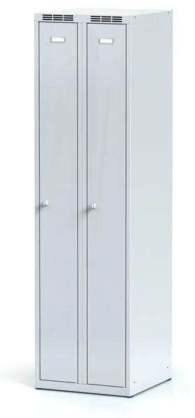 Alfa 3 Szafka ubraniowa wąska, 2-drzwiowa, 1800 x 500 x 500 mm, zamek cylindryczny, drzwi szare