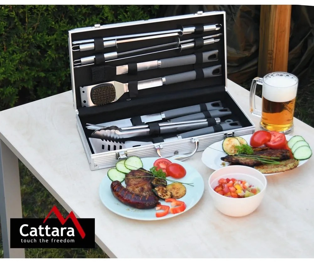 Zestaw 11 akcesoriów do grilla w walizce Cattara Alu Grey Line
