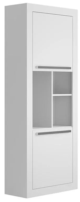 Biblioteczka EVAN - 2 pary drzwiczek i 3 wnęki - Kolor biały