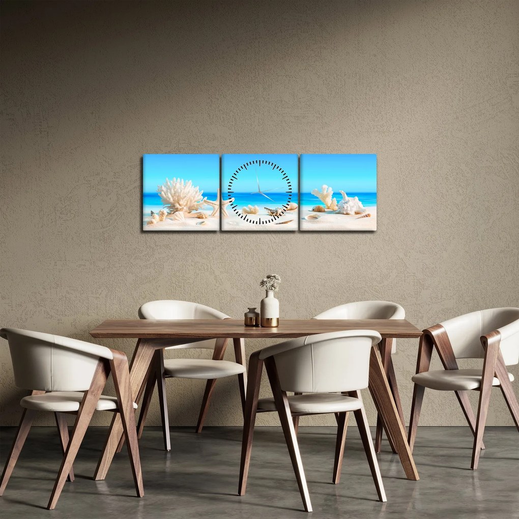 Obraz - Martwa natura z muszelkami (z zegarem) (90x30 cm)
