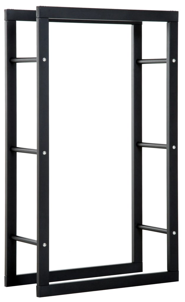 Homcom® Regał Na Drewno Opałowe 100 kg Stal Czarny