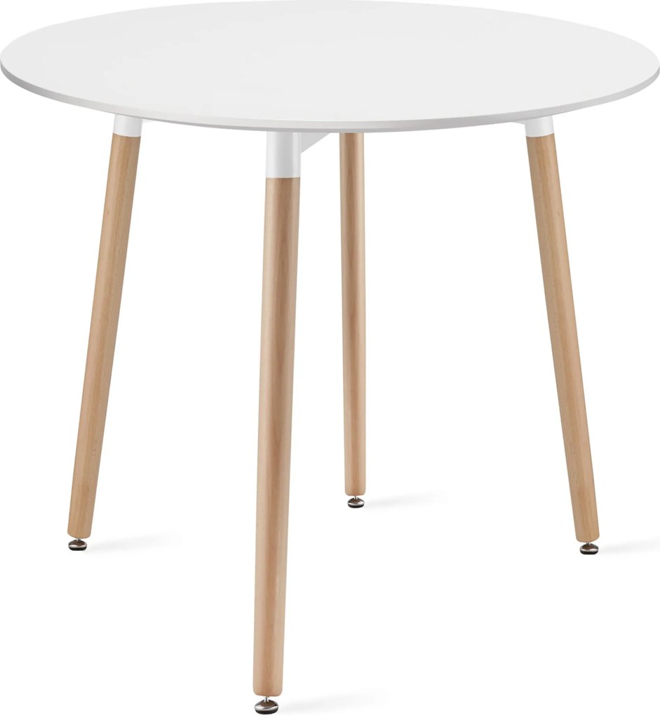 Mały stół z 4 krzesłami - zestaw Molde 033, okrągły stół 80 cm i 4 białe krzesła