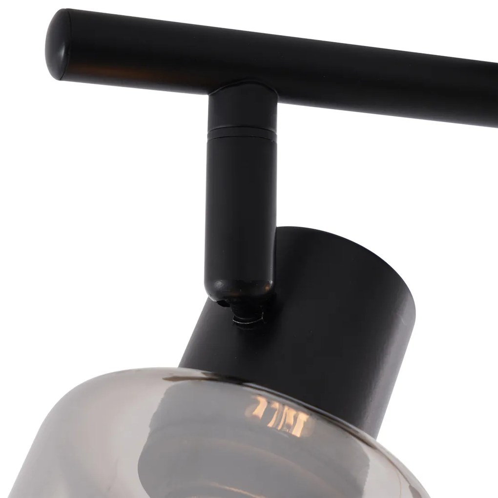 Nowoczesna lampa sufitowa czarna z okrągłymi kloszami z dymionego szkła - Cilin