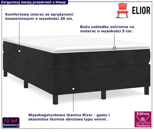 Czarne tapicerowane łóżko z materacem 120x190 - Lixyl