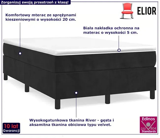 Czarne tapicerowane łóżko z materacem 120x190 T5-L72