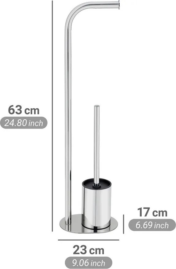 Stojak na papier toaletowy ze szczotką ze stali nierdzewnej w kolorze srebra z połyskiem Levante – Wenko