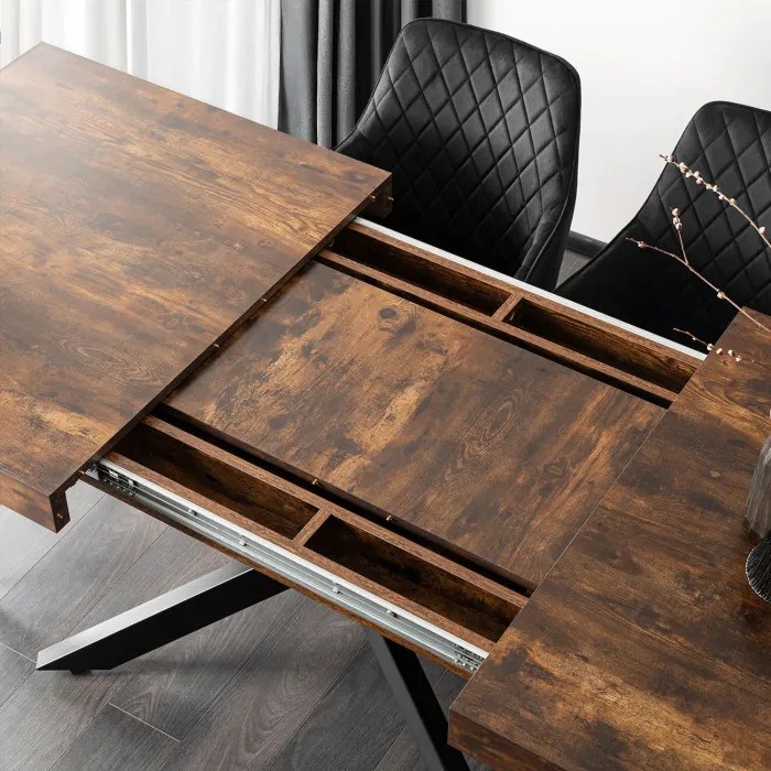 Stół Prostokątny Rozkładany HAMPTON 160-240 cm Dąb Rustykalny/Czarny do Jadalni Nowoczesny Loft