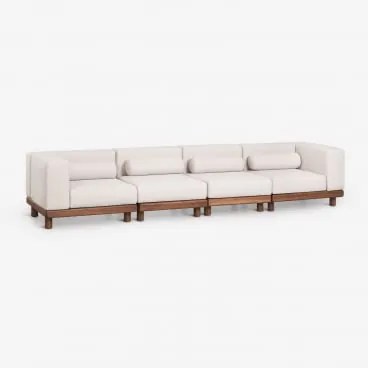 Sofa Modułowy Ogrodowy 4-częściowy Z 2 Narożnikami Z Akacji Edrien Akacja Brąz - Sklum