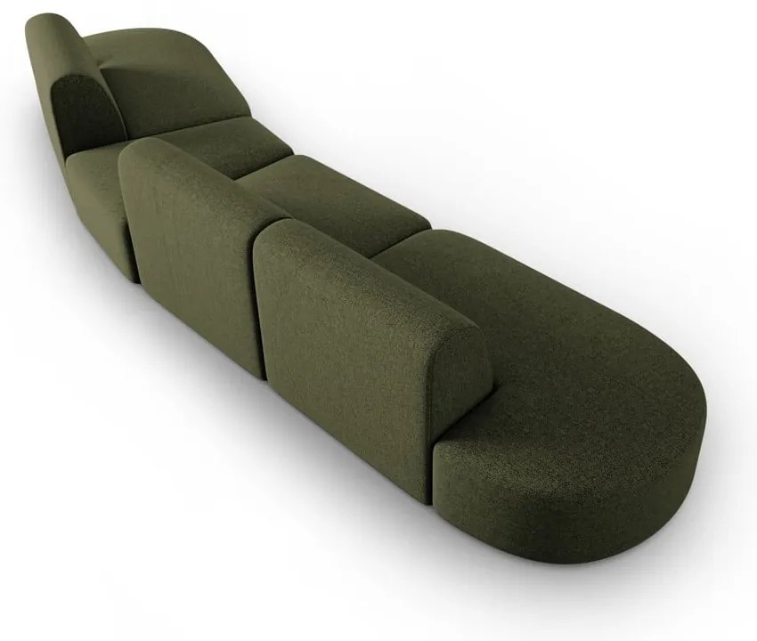 Zielona sofa z tkaniny szenilowej prawostronna 428 cm Paolo – Milo Casa