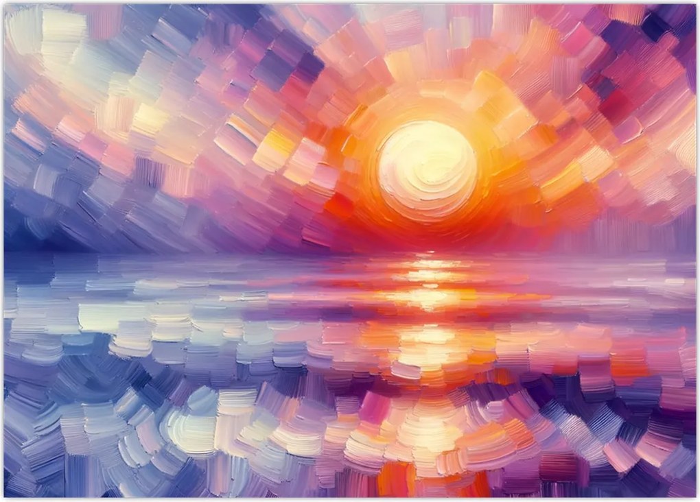 Obraz - Kolorowy artystyczny zachód słońca (70x50 cm)