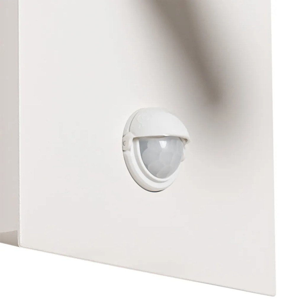 Zewnetrzna Kinkiet / Lampa scienna zewnętrzny biały z czujnikiem ruchu LED IP54 - Simon Nowoczesny Oswietlenie zewnetrzne