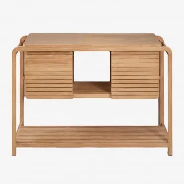 Zestaw Mebli Łazienkowych Z Drewna Tekowego Bradley Without Sink & Bezlusterkowiec & Bez Kranu & ↔︎ 120 Cm - Sklum