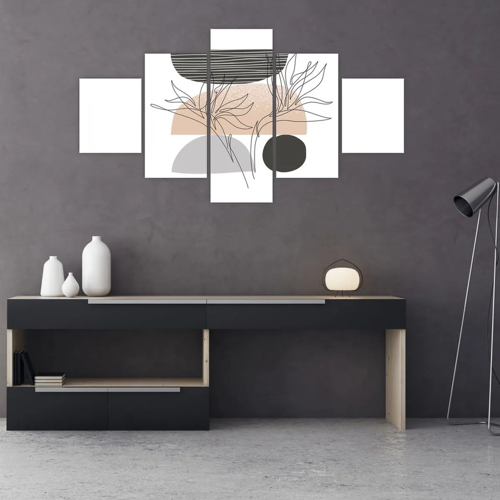 Obraz - Line art flowers N⁰2 (125x70 cm)
