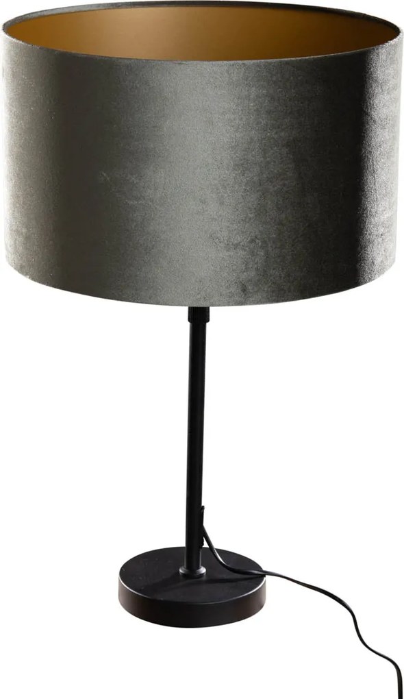 Lampa stołowa czarna z zielonym aksamitnym abażurem 35 cm - Parte