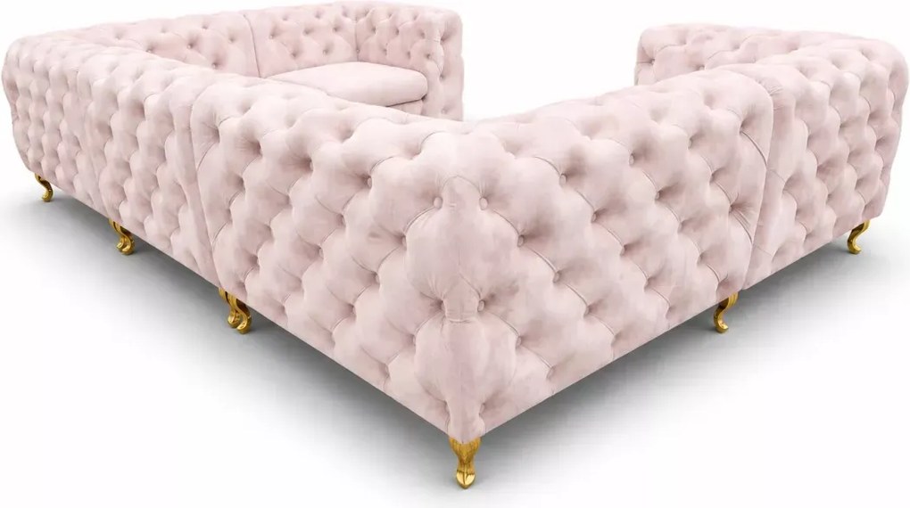 Luksusowy narożnik Chesterfield Moet U z ergonomicznym siedziskiem