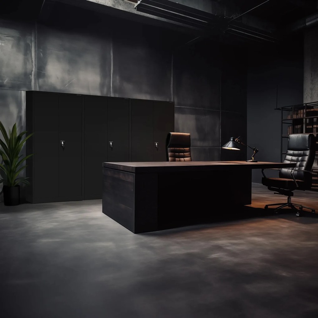 Szafa biurowa Jan dwudrzwiowa 90x40x185 cm czarna