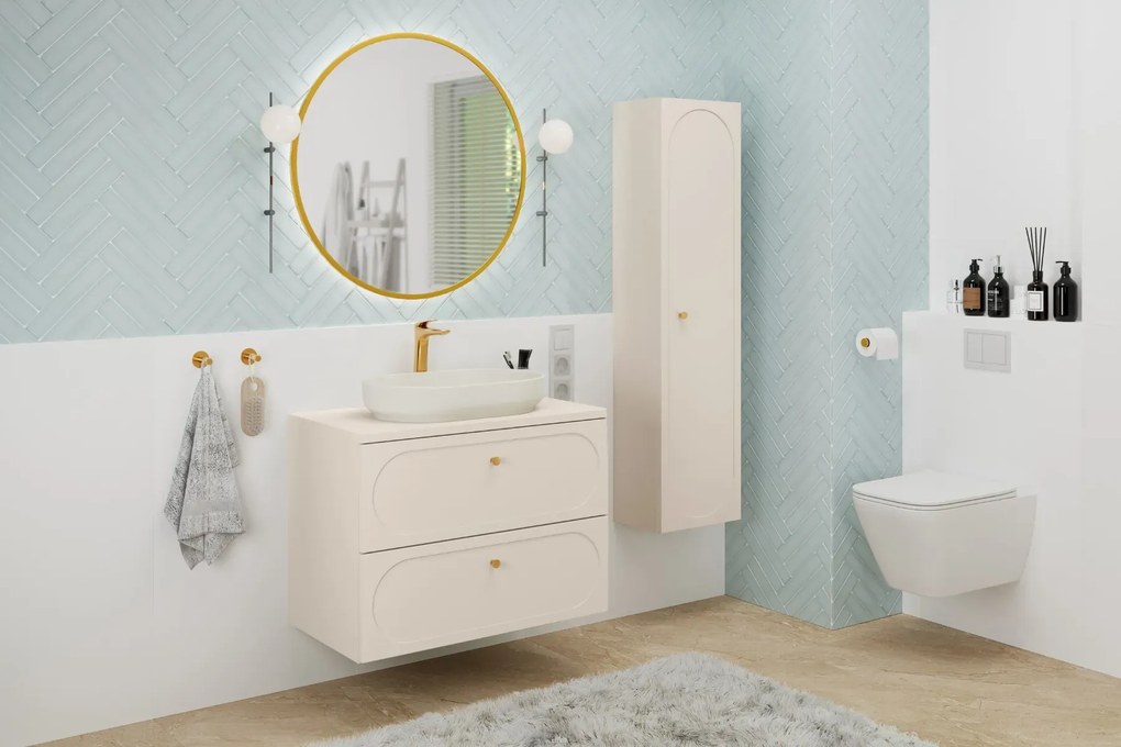 Szafka pod umywalkę nablatową DONNA SAND 2S 80cm beż piaskowy z blatem COMAD