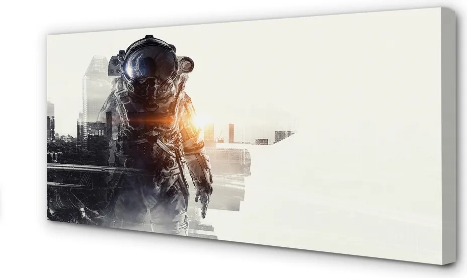 Fotoobraz na płótnie Postać na Tle Miasta