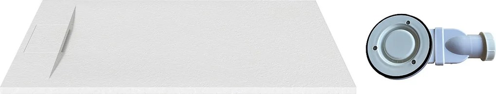 Brodzik ultrapłaski, do postawienia lub zabudowy, z możliwością docięcia, wykonany z żywicy SMC z syfonem - Matowy biały - 140 x 90 cm - TARPOSA
