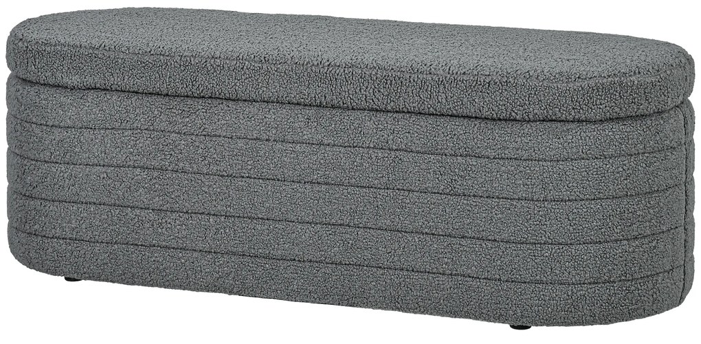 HOMCOM Ławka do Sypialni z Przestrzenią do Przechowywania, Teddy-Fleece, 116x41x40,5cm, Jasnoszary