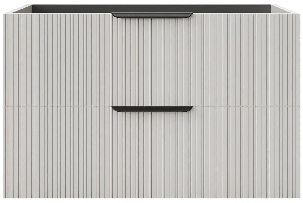 Szafka łazienkowa wisząca prążkowana- Kolor beżowy - 80 cm - DALIKO