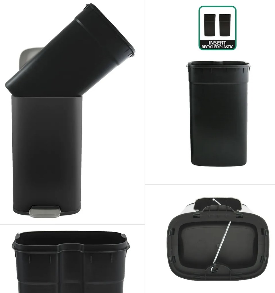 Spirella Kosz na śmieci z pedałem soft-close Akira 50 l, matowy czarny, 50 l